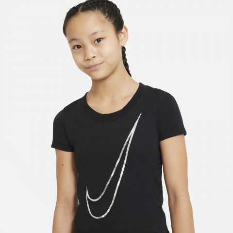 NIKE TS SPORTSWEAR BIG SWOOSH ΜΑΥΡΟ-ΑΣΗΜΙ GIRLS JR