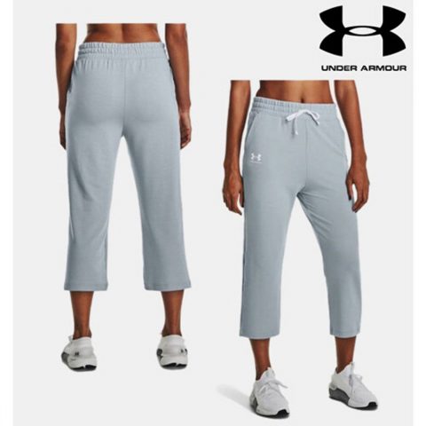 UNDER ARMOUR PANT CROP RIVAL TERRY FLARE GREY WMNS