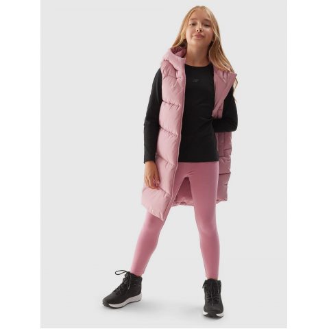 4F VEST HOODY LONG LIGHT PINK GIRL JR