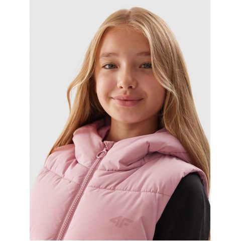 4F VEST HOODY LONG LIGHT PINK GIRL JR