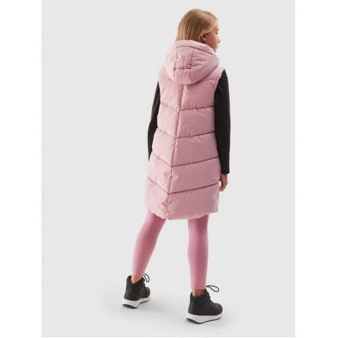 4F VEST HOODY LONG LIGHT PINK GIRL JR