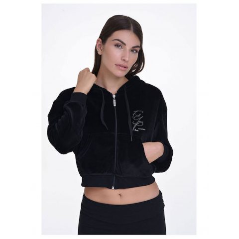 TARGET HOODIE FZ VELOUR BLACK WMNS