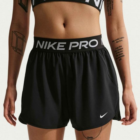 NIKE SHORTS DF 3IN WVN BLACK WHITE WMNS 