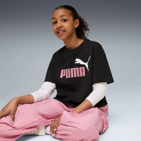 PUMA TS ESS 2 COLOR LOGO BLACK PINK JR