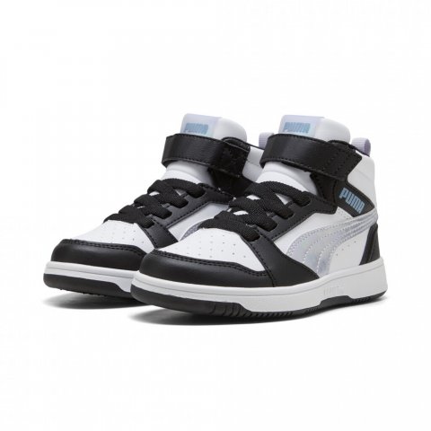 PUMA REBOUND V6 MID SPACE BELLE WHITE BLACK IRIDES PS JR 